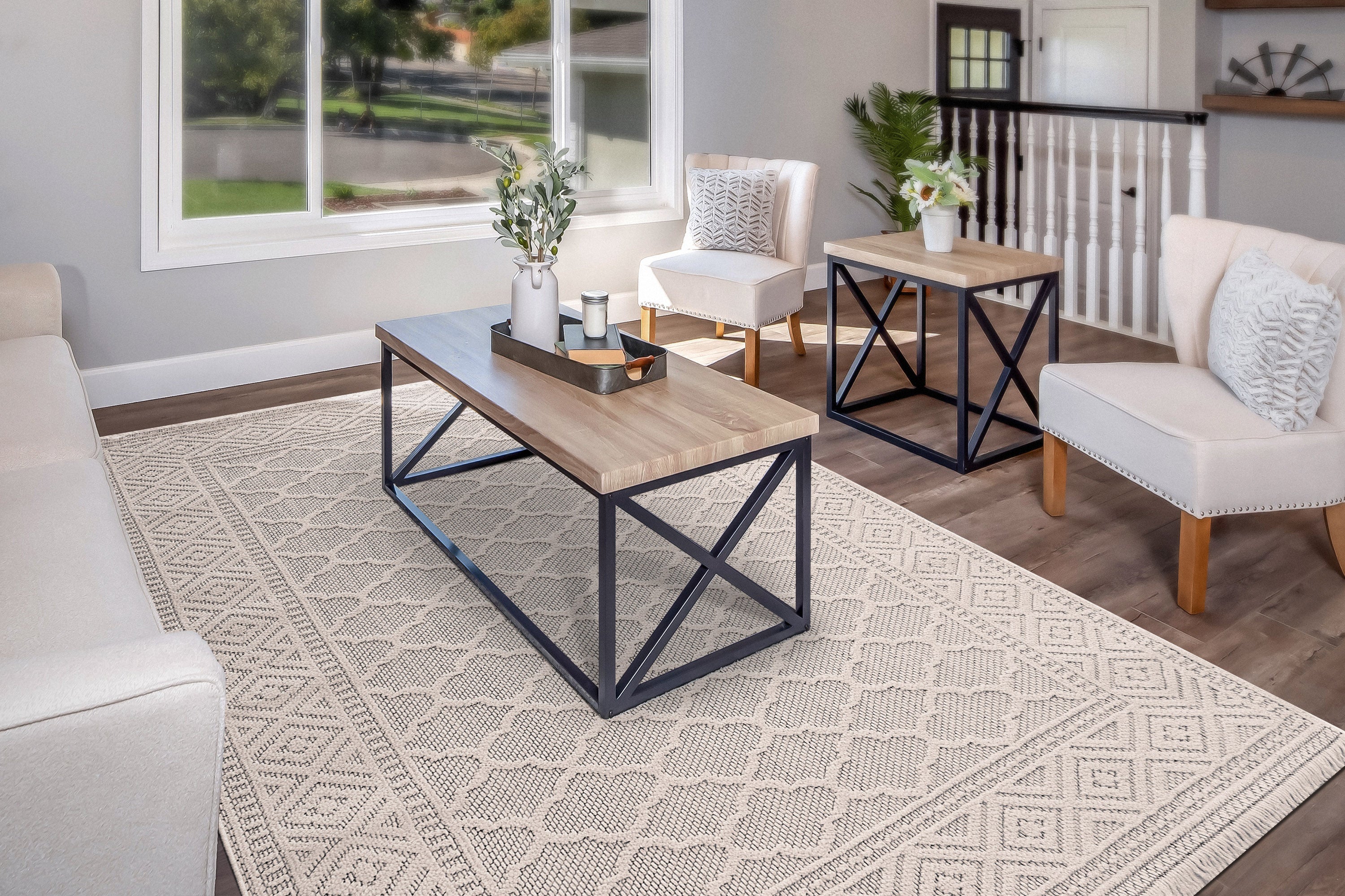 Dynamic Rugs SEVILLE 3605-109 Ivory/Soft Grey Rug
