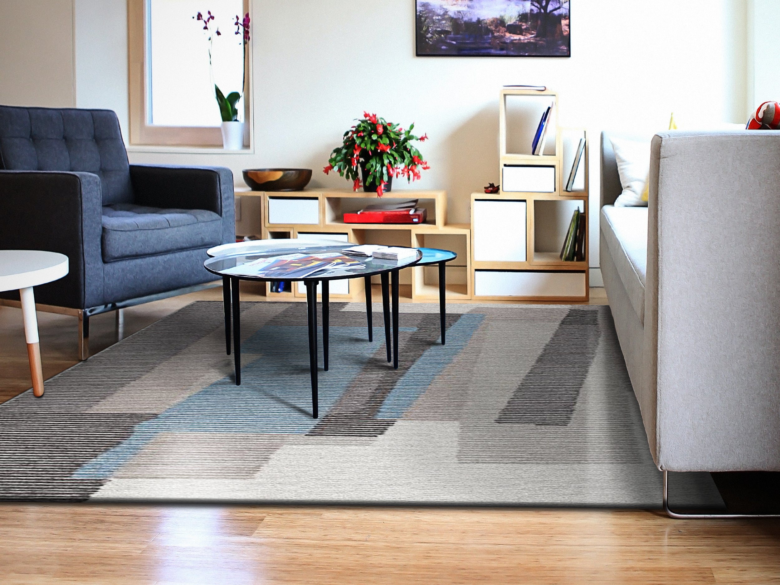 Dynamic Rugs ECCENTRIC 9600-951 Grey/Blue Rug