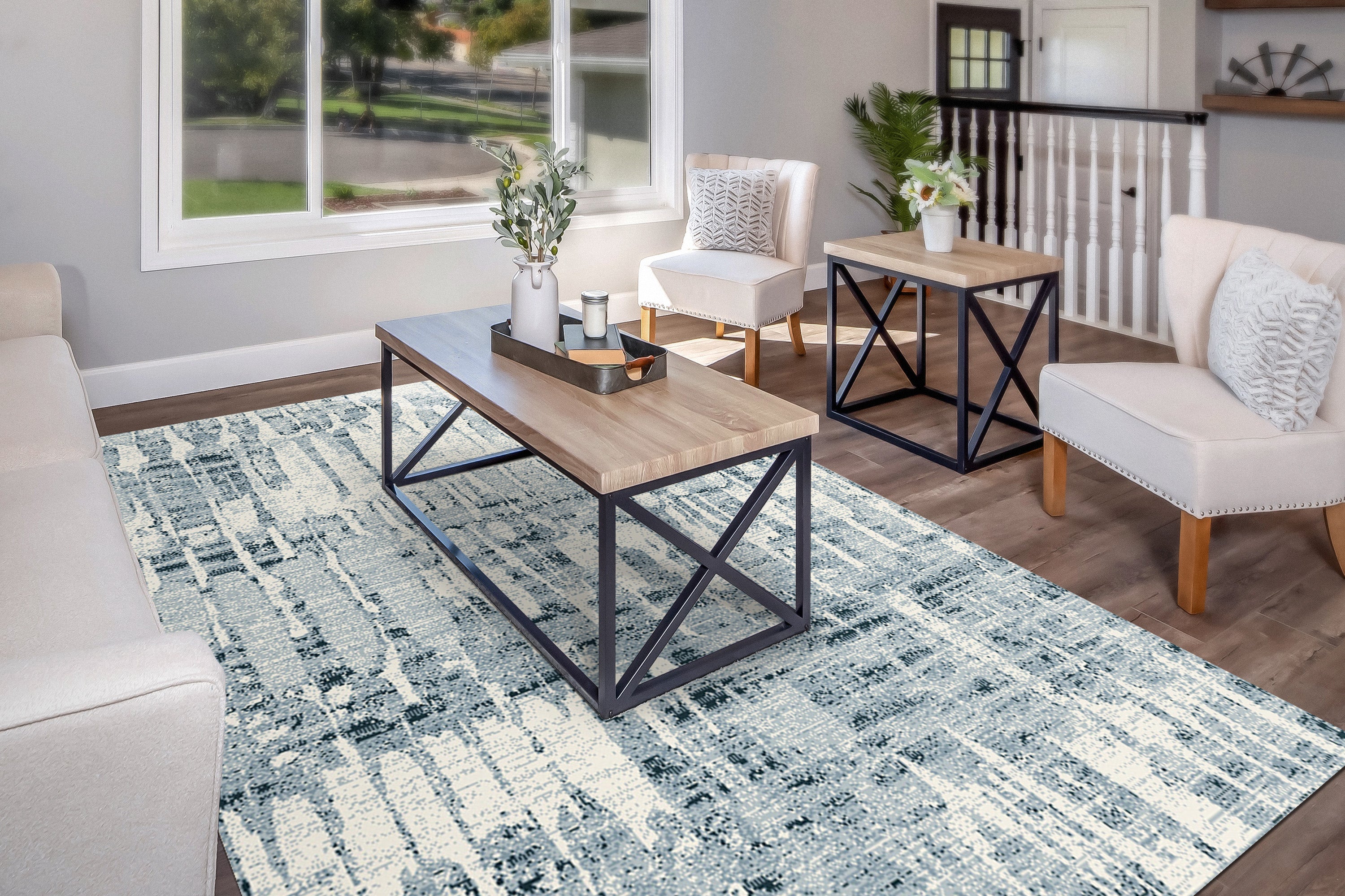 Dynamic Rugs NAVI 4010-501 Blue/Ivory Rug