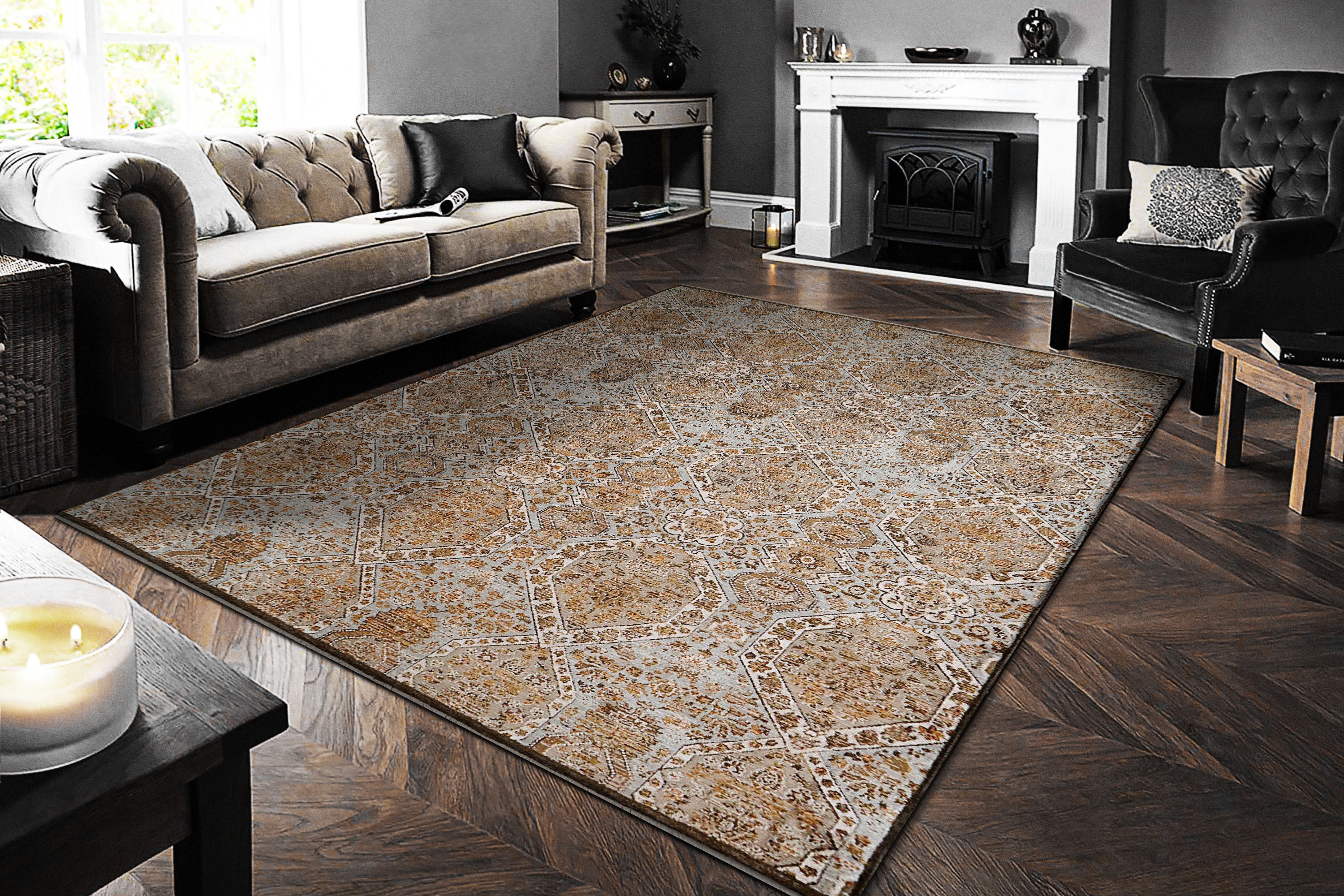 Dynamic Rugs CULLEN 5700-508 Blue/Beige Rug