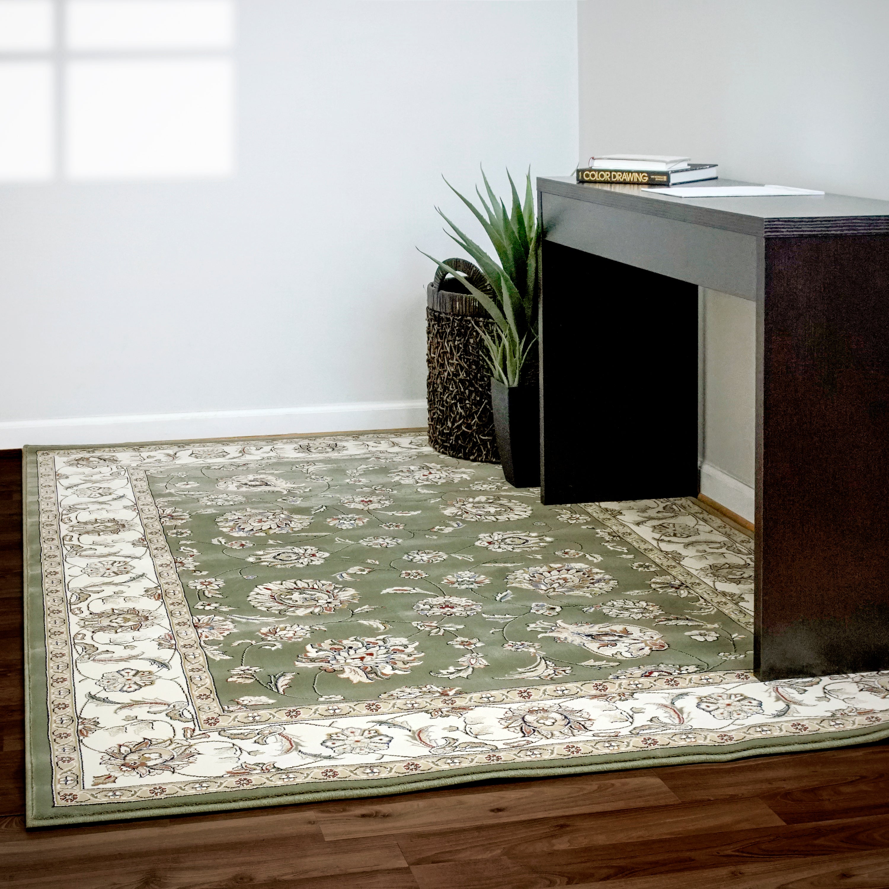 Dynamic Rugs Ancient Garden 57365-4464 Green/Ivory Rug