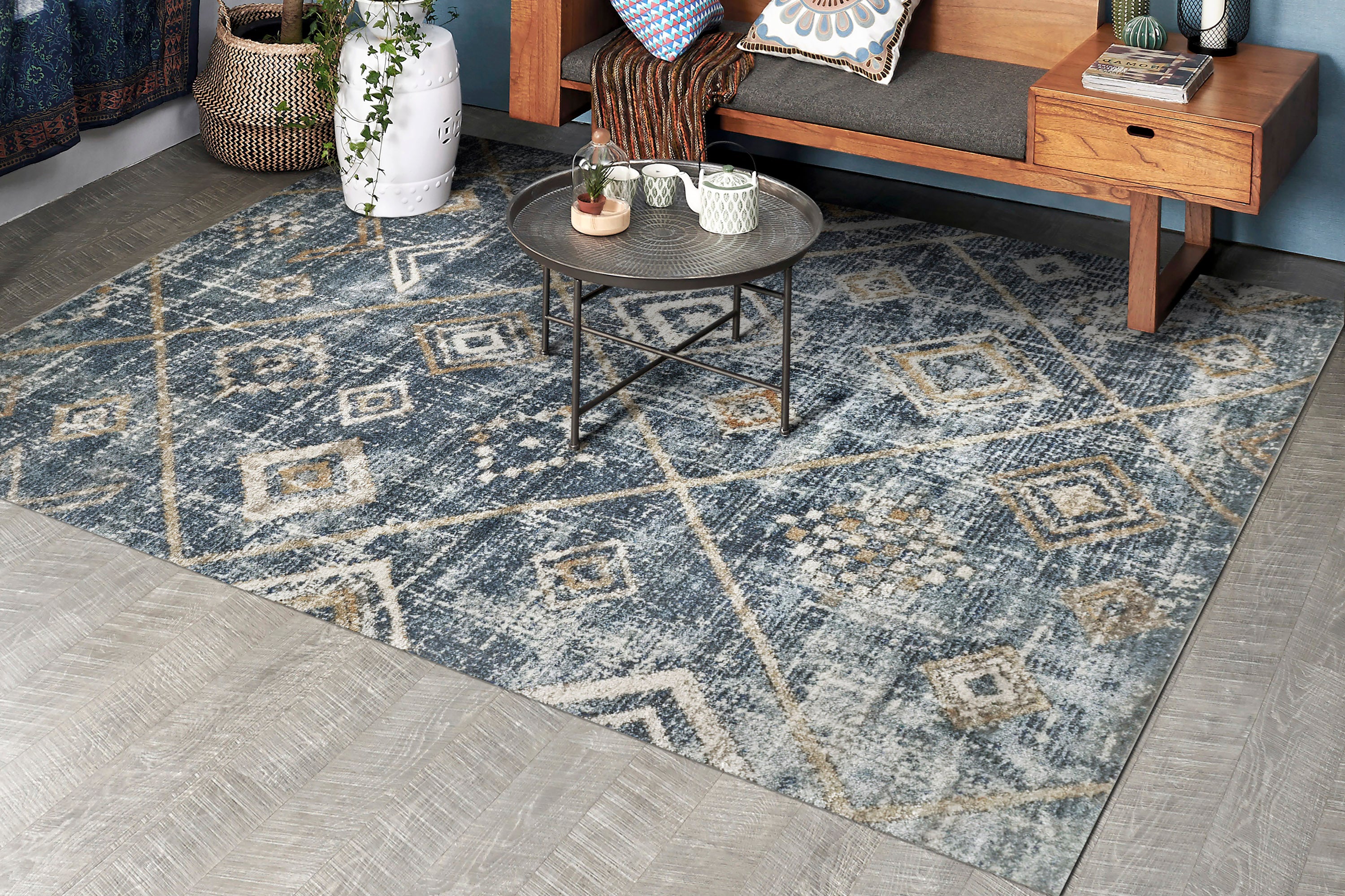 Dynamic Rugs Carlisle 62014-035 Blue/Ivory Rug