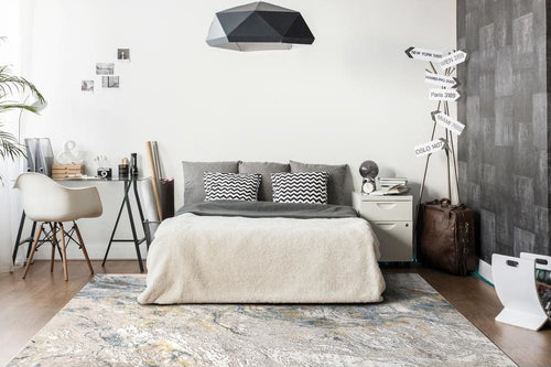 Amara 7467-950 Grey/Blue Rug - Blend Of Viscose And Shrink