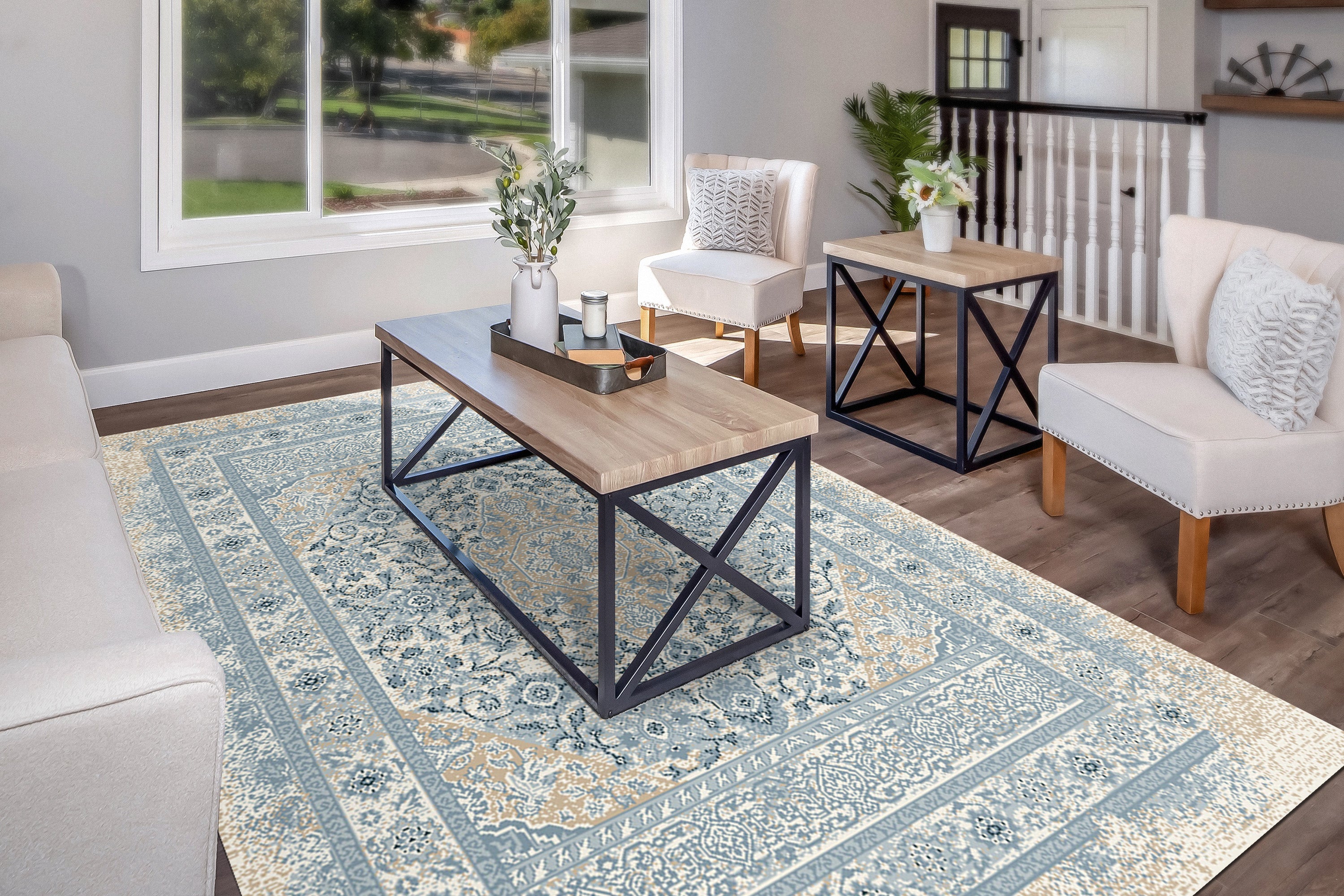 Dynamic Rugs NAVI 4011-501 Blue/Ivory Rug