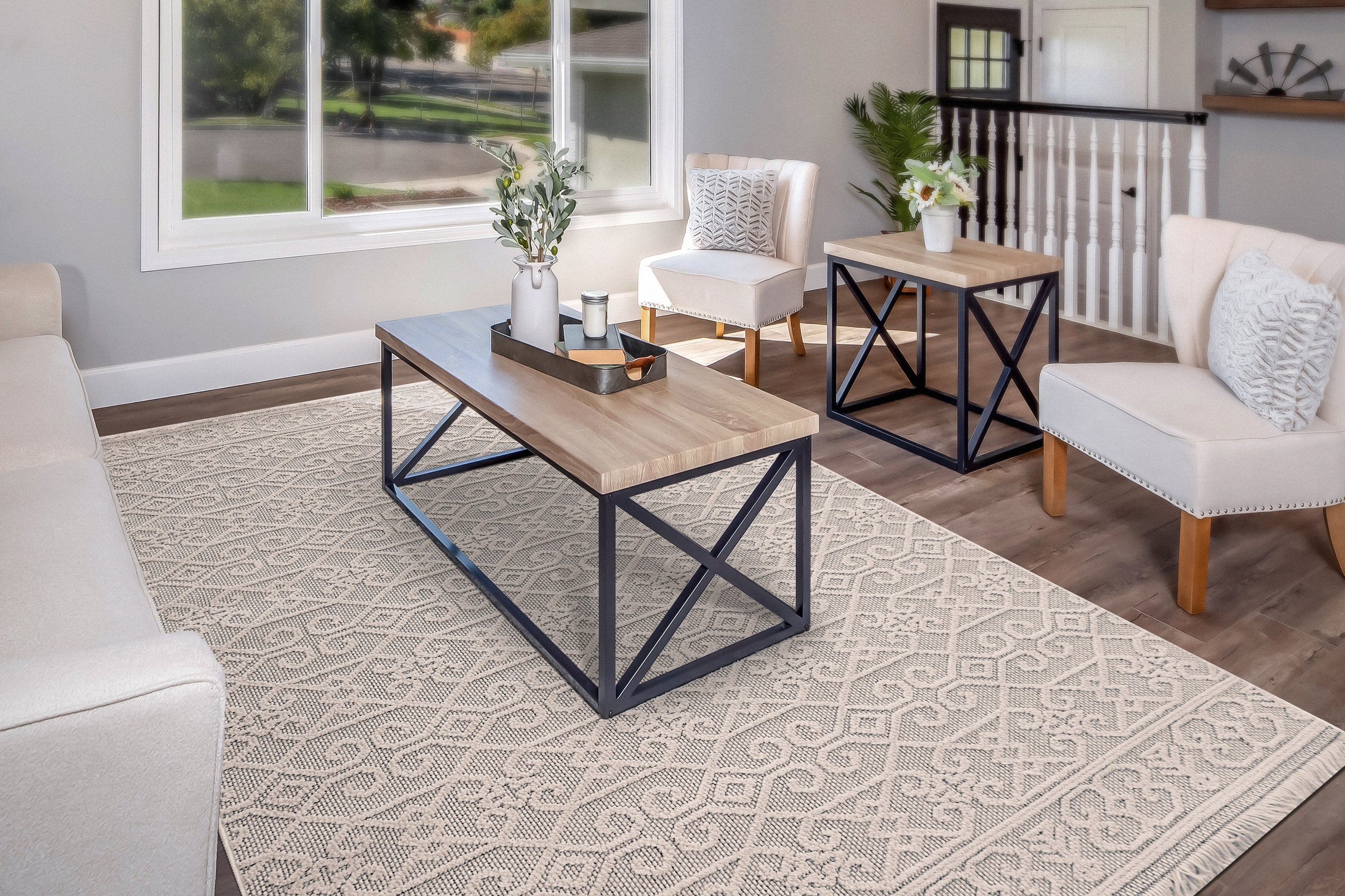 Dynamic Rugs SEVILLE 3609-109 Ivory/Soft Grey Rug