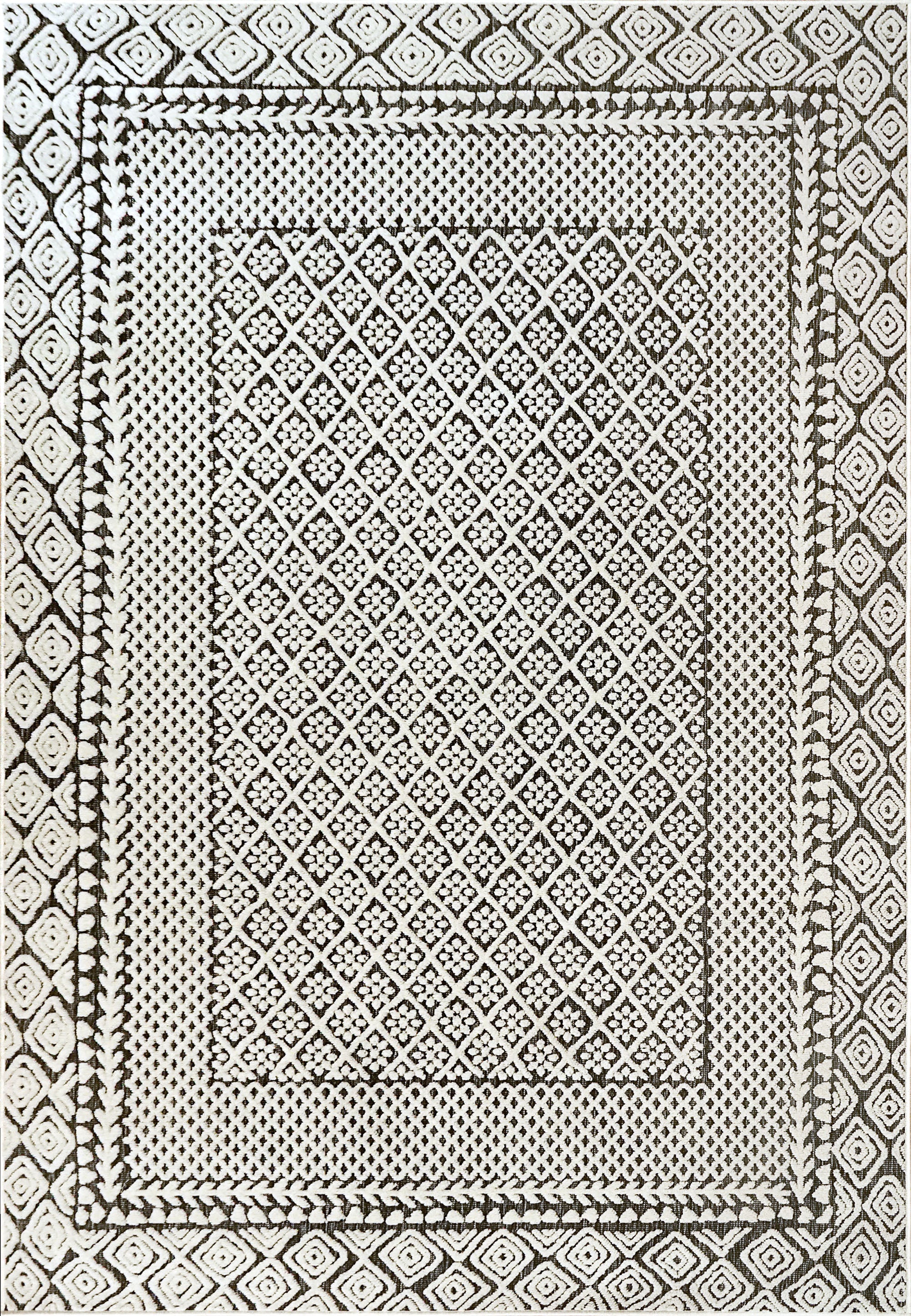 Dynamic Rugs LOTUS 8148-190 Ivory/Charcoal Rug