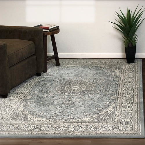 Dynamic Rugs Ancient Garden 57119-4646 Steel Blue/Cream Rug