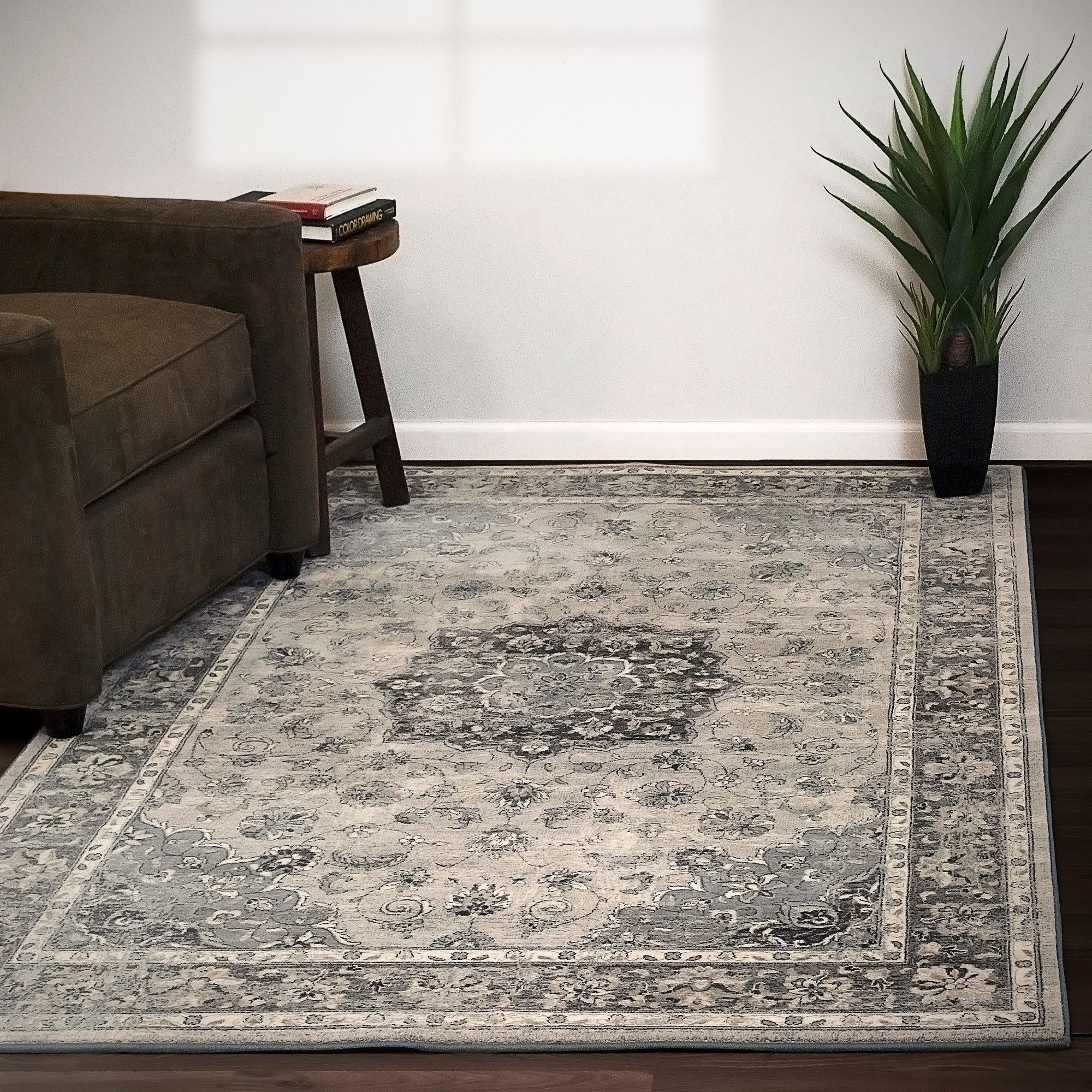 Dynamic Rugs ANCIENT GARDEN 57559-9656 Silver Rug