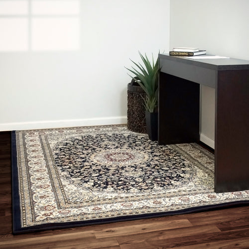 Dynamic Rugs Ancient Garden 57119-3434 Blue/Ivory Rug