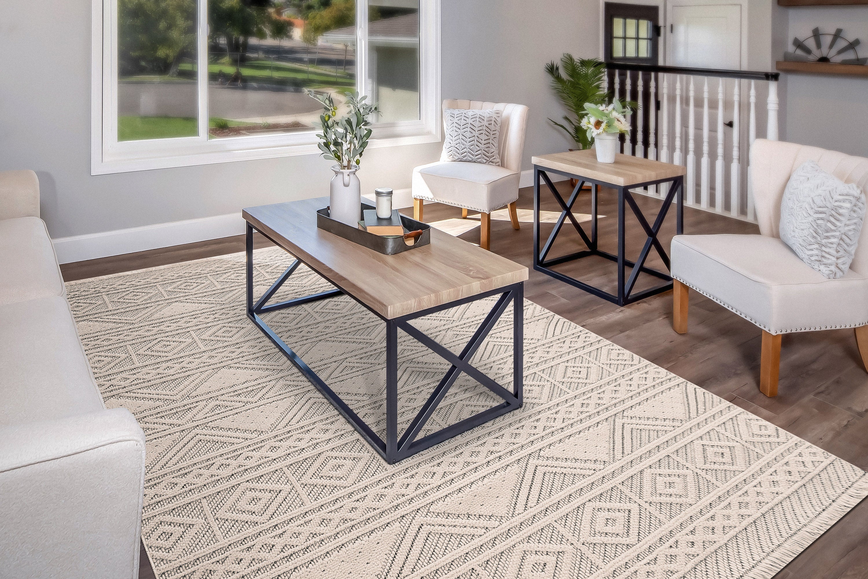 Dynamic Rugs SEVILLE 3607-109 Ivory/Soft Grey Rug