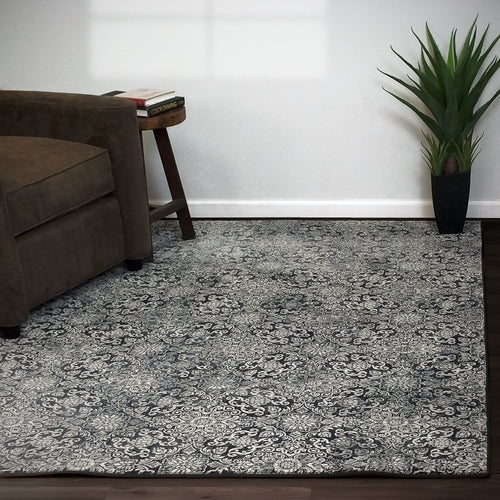 Dynamic Rugs ANCIENT GARDEN 57162-3696 Steel Blue Rug