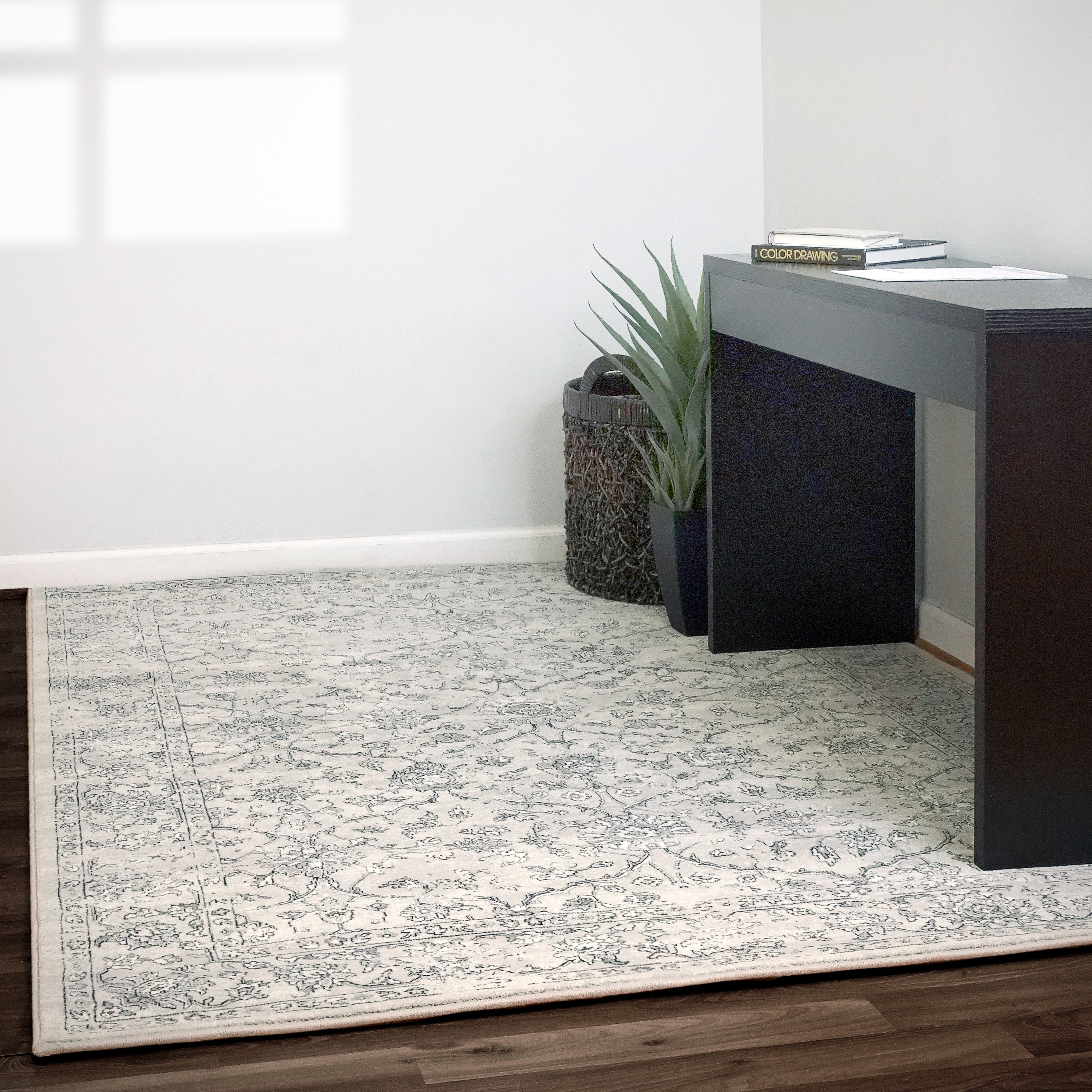 Dynamic Rugs ANCIENT GARDEN 57136-9696 Silver Rug