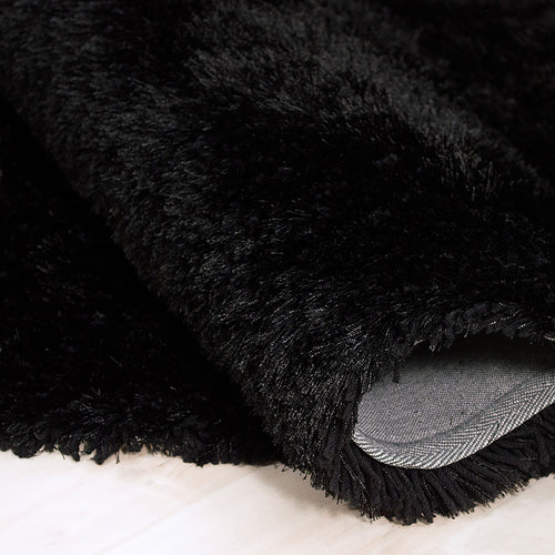 American cover design / Persian weavers Alma Afro Shag Plain Black Rug