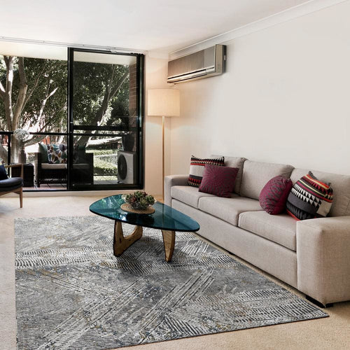 Amara 7460-900 Charcoal Rug - Blend Of Viscose And Shrink 