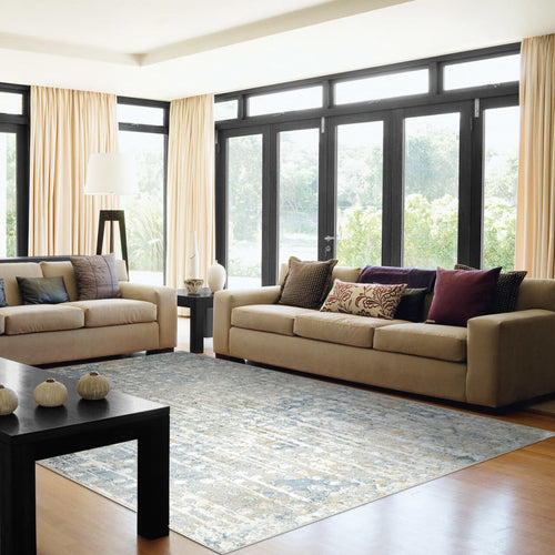 Amara 7465-500 Blue Rug - Blend Of Viscose And Shrink 