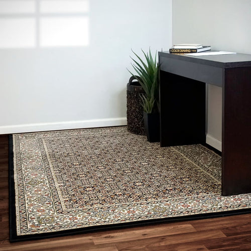 Ancient Garden 57011-3263 Black/Ivory Rug - 100% Decolan 