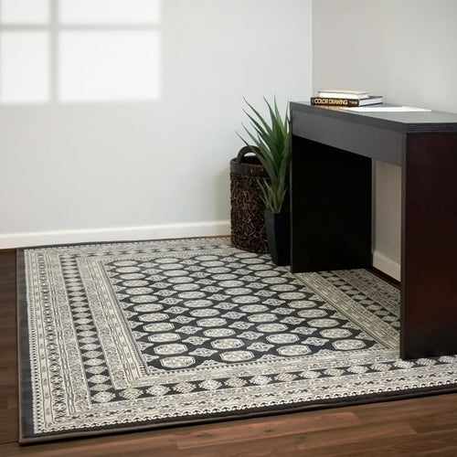 Ancient Garden 57102-3636 Charcoal/Silver Rug - 100% Decolan