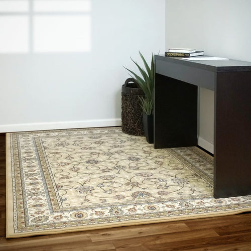 Ancient Garden 57120-2464 Light Gold/Ivory Rug - 100% 