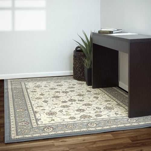Ancient Garden 57120-6454 Ivory/Light Blue Rug - 100% 