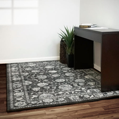 Ancient Garden 57126-3636 Charcoal/Silver Rug - 100% Decolan
