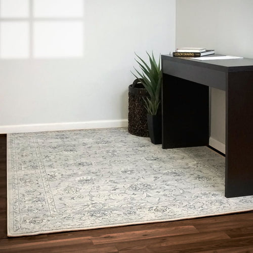 Ancient Garden 57126-9696 Silver/Grey Rug - 100% Decolan 