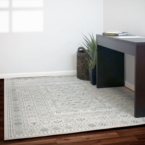Ancient Garden 57147-9696 Silver/Grey Rug - 100% Decolan 