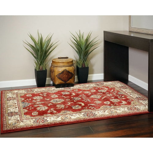 Ancient Garden 57158-1464 Red/Ivory Rug - 100% Decolan 