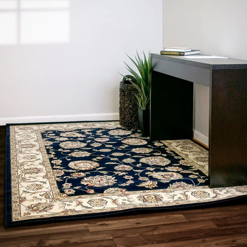 Ancient Garden 57365-3464 Blue/Ivory Rug - 100% Decolan 