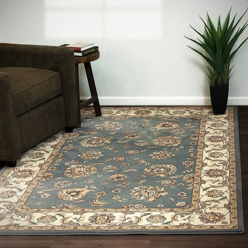 Ancient Garden 57365-5464 Light Blue/Ivory Rug - 100% 