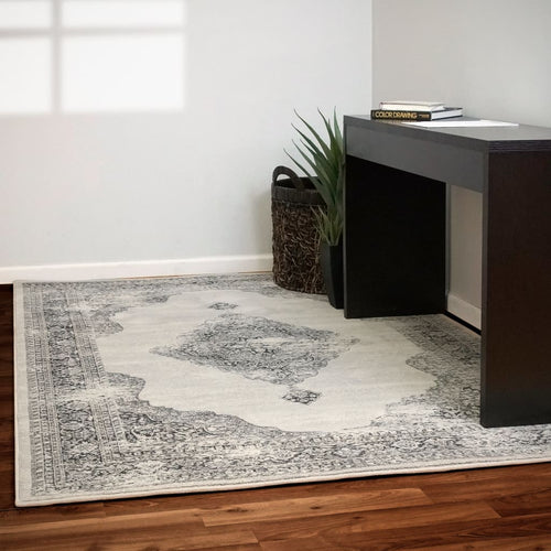 Ancient Garden 57557-9696 Soft Grey/Cream Rug - 100% Decolan