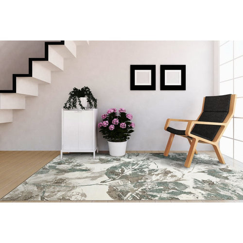 Avenue 3407-6141 Ivory/Green Rug - 100% Heatset Frise 