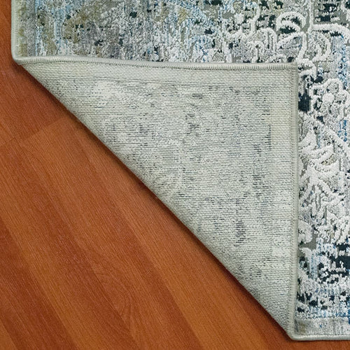 Icon 9324-950 Grey/Blue Rug - 70% Space-Dyed Viscose 30% 