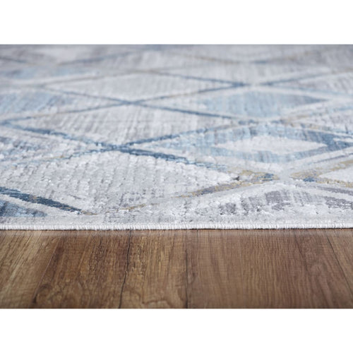 Mosaic 1666-115 Cream/Grey/Blue Rug - 100% Chenille Viscose