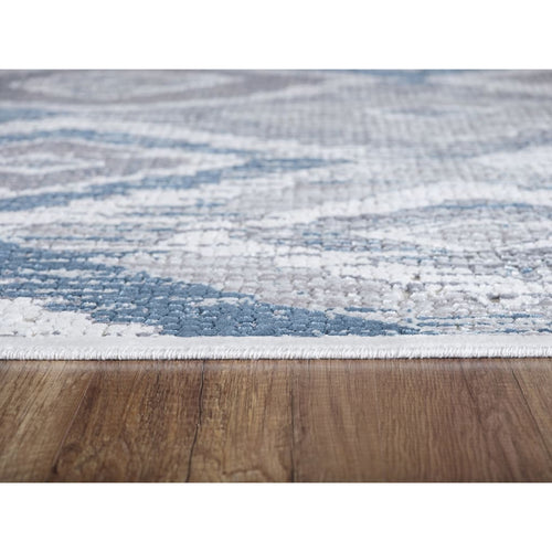 Mosaic 1669-115 Cream/Grey/Blue Rug - 100% Chenille Viscose