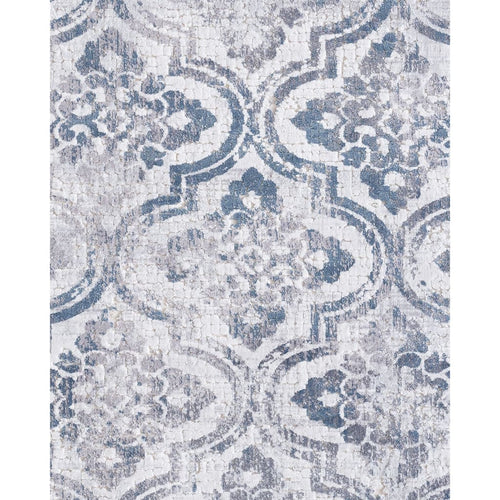 Mosaic 1672-115 Cream/Grey/Blue Rug - 100% Chenille Viscose