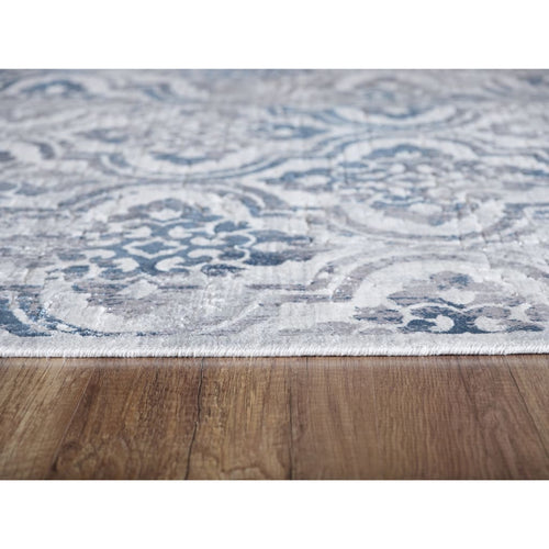 Mosaic 1672-115 Cream/Grey/Blue Rug - 100% Chenille Viscose