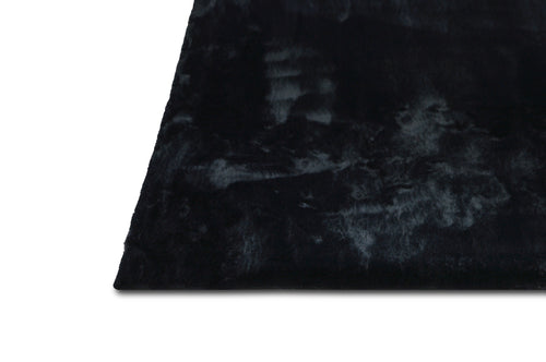 American cover design / Persian weavers Rabbit Fur Solid Black Rug