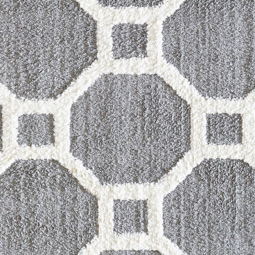 Silky Shag 5903-901 Silver/White Rug - 100% Microfiber