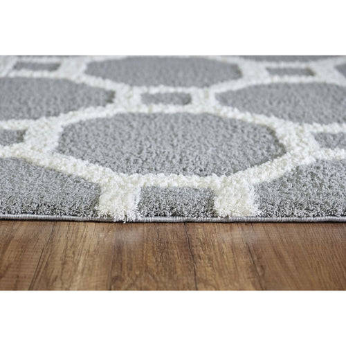 Silky Shag 5903-901 Silver/White Rug - 100% Microfiber